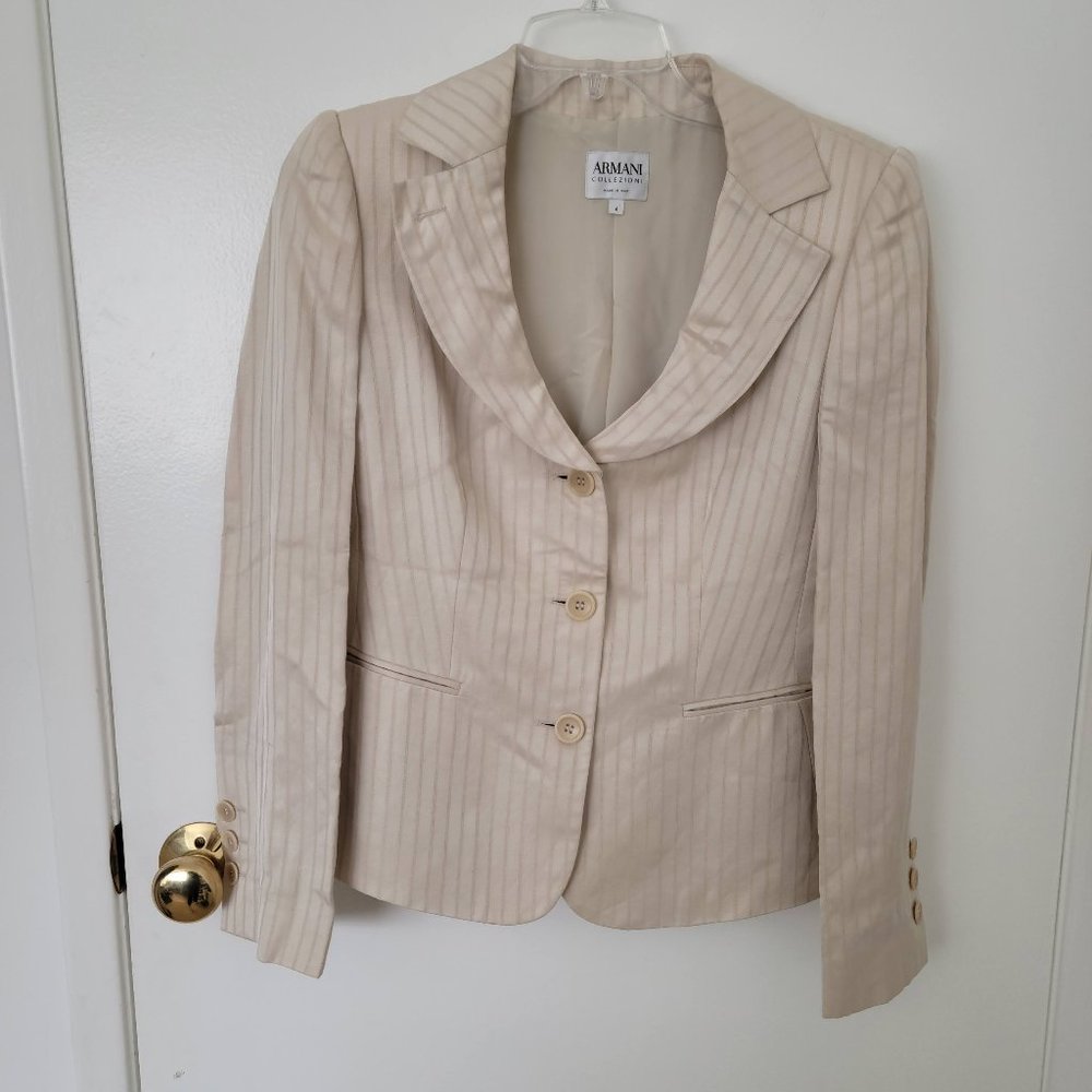 Armani Collezioni Women's Tan Strip Blazer